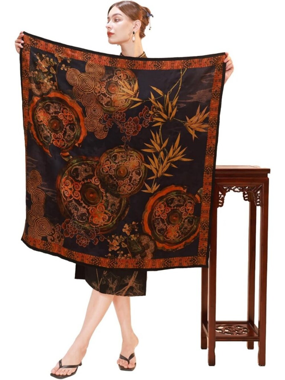 Elegant 42"x42" Silk Gauze Scarf for Women - Lightweight Square Wrap Accessory